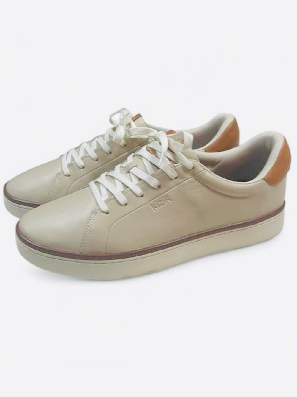 NWOT! KIZIK MEN'S SONOMA LITE TAUPE Hands-Free Slip-On Leather Sneakers Size 12